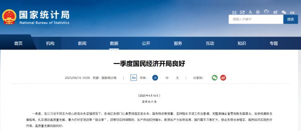 国家统计局：一季度国民经济开局良好 家具零售额增长18%