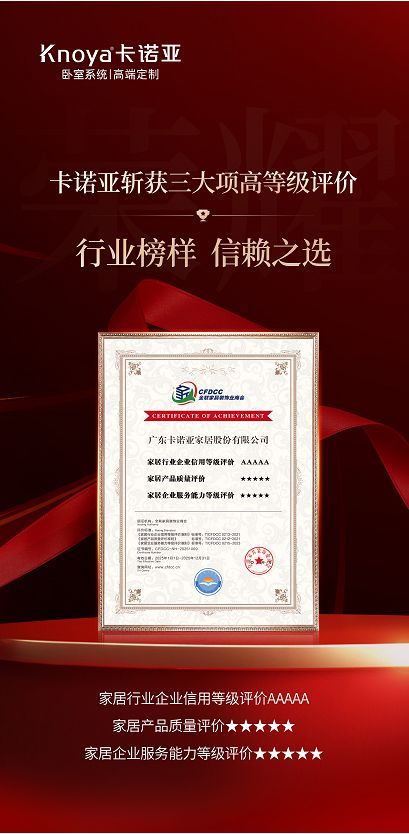 卡诺亚斩获3大项高等级评价认证,树立行业标杆