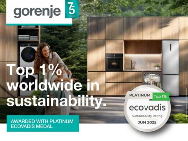 艺术家电gorenje荣膺EcoVadis铂金认证,以可持续内核诠释艺术家电新境
