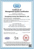 浪美装饰膜通过ISO9001和ISO14001两项国际标准认证