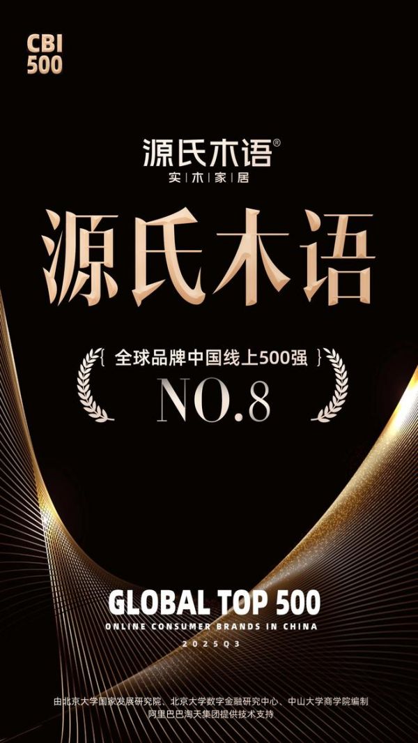 源氏木语蝉联线上500强TOP8、霸榜天猫年度畅销榜