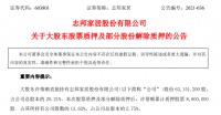 志邦家居大股东徐邦顺质押860万股